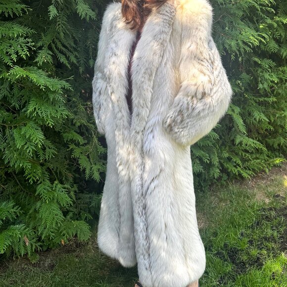 Full Length Genuine Fox Fur Coat Size 10 (8 - 13)  Arctic Golden Isle Fox - Picture 3 of 15
